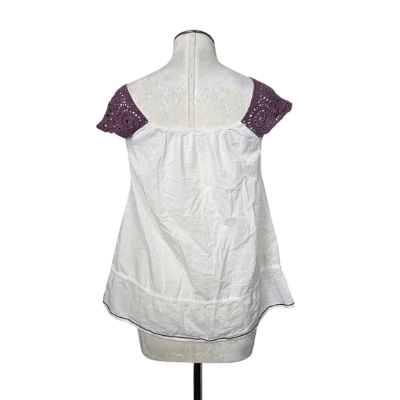 Unito White Purple Crochet Floral Shirt S - Picture 5 of 8